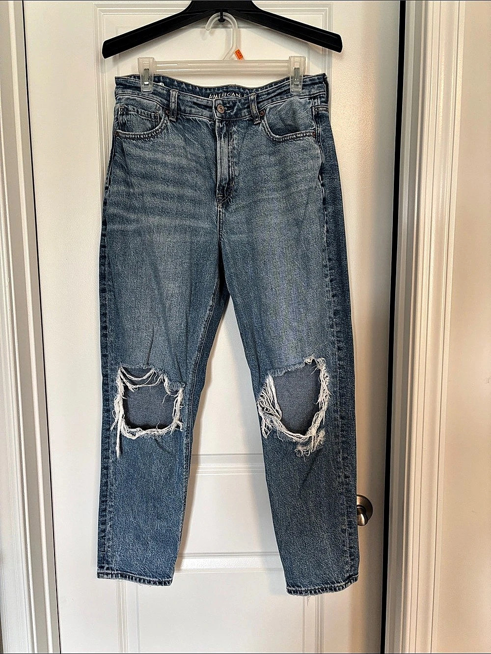 American Eagle Regular Straight Distressed Blue Straight Leg Jeans Waist 10